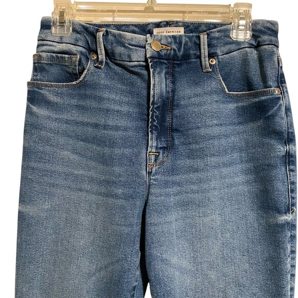 Good American Good Classic Frayed Hem Boot Jeans Style GCB953T Size 8/29 - Picture 10 of 10